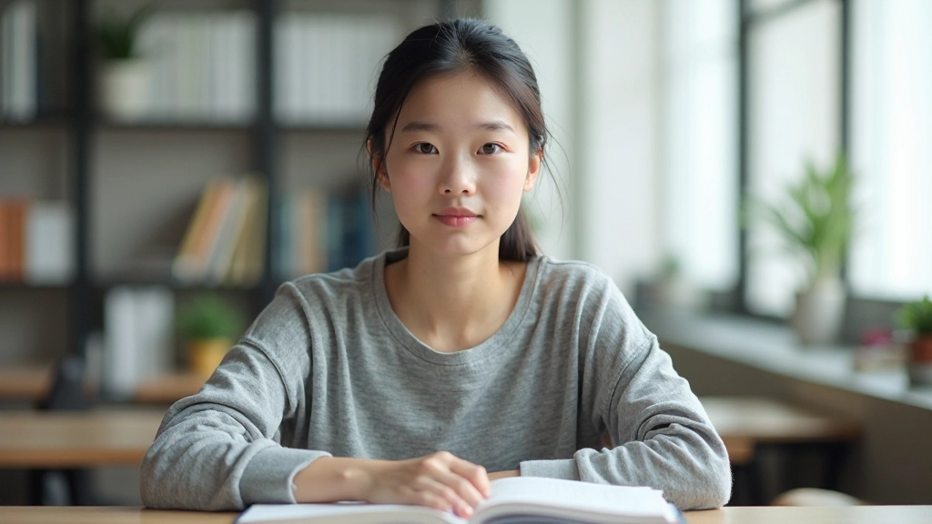 Student studying at desk with notes and materials after meditation session, focused and calm expression