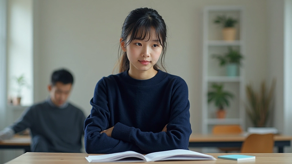 Student reviewing Cornell Method notes with focused concentration, studying effectively