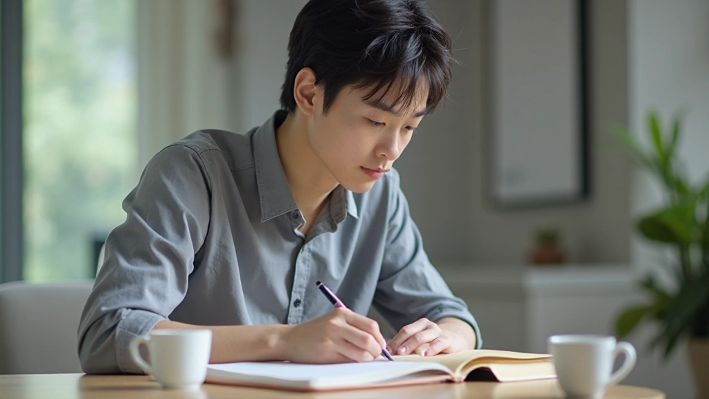 Person taking notes actively while learning, demonstrating engaged study technique with handwriting