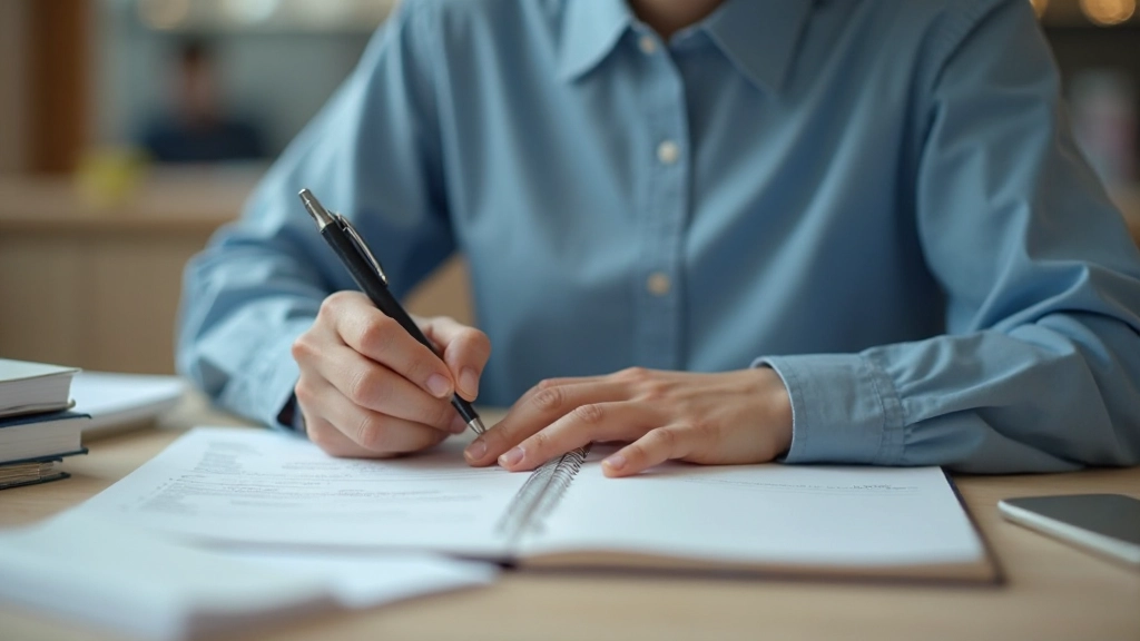 Hands writing Cornell Method notes with organized cue column and notes section visible